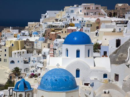 Santorini, Greece - blue, photography, mediterrainian, greece, travel, architecture