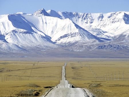 Lonely Road Kyrgyzstan - sky, landscape, mountain