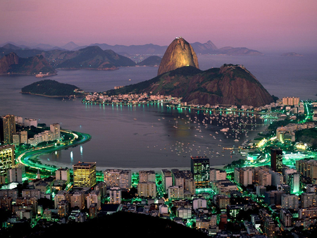 Sugar Loaf at dusk - dusk, mountain, sugar loaf, brazil