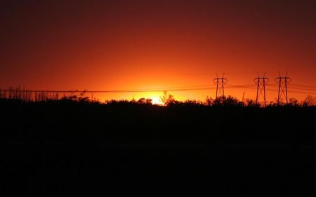 Powerline Sunset  - landscape, sunset, sky