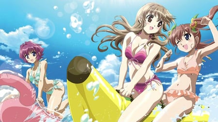 BeachFun - beach, nogizaka, banana, swimming, haruka, anime, cute