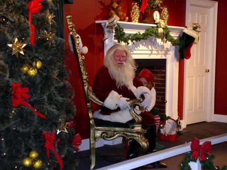 Santa and Elf - fireplace, santa, elf, tree, abstract