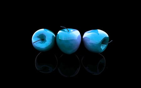 Blue Apples - abstract, black, 3d, blue