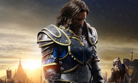 Warcraft 2016 - actor, poster, man, anduin, armor, fantasy, Travis Fimmel, movie, warcraft