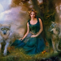 Girl and Wolves