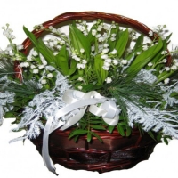 Basket Of Lilly Of The Valley Flowes