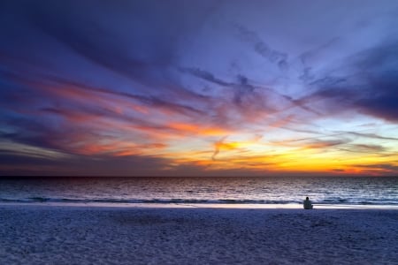 Lonely - sea, lonely, man, beach