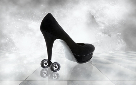 High Wheels Shoes - funny, black, stilettos, shoes