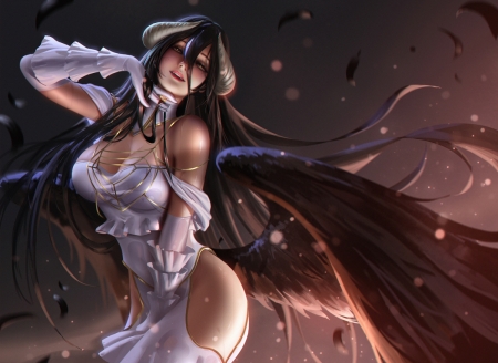 Albedo - albedo, girl, overload, liang xing, horns, succubus, fantasy, wings, luminos, demon