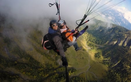 Paragliders - sport, mountains, paragliders, paragliding