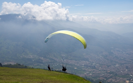 Paraglider at Start - landscape, paraglider, mountain, Colombia