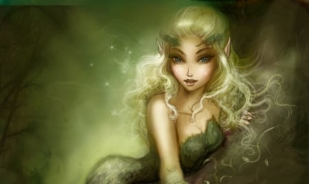 Fantasy Girl - look, elf, hand, girl, green