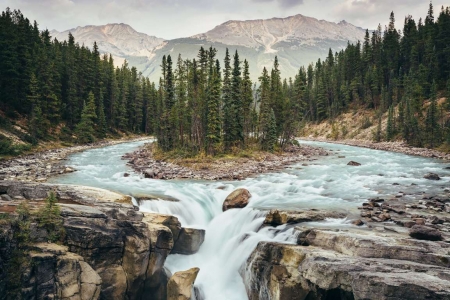 Lovely Waterfalls - mountains, trees, rocks, water