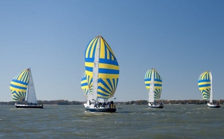 Sailboats - sea, sailing, sailboats, sky