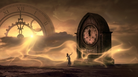 Time - stefan keller, fantasy, time, girl, clock