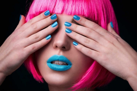 Girl - hands, nail polish, lipstick, model, makeup