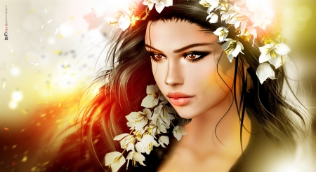 â™¡ - flowers, face, artwork, girl