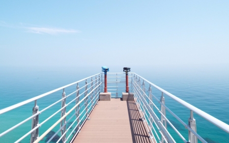 Pier in Sea - sea, blue, sky, pier