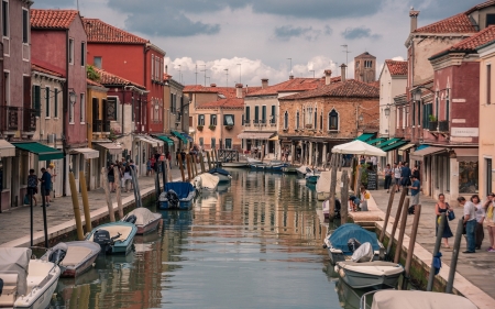 Venice, Murano Island - boats, Venice, Italy, island, sea, houses