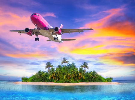 Flying to Paradise - flying, islnad, paradise, nature