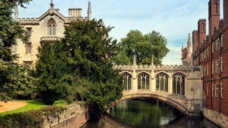 Bridge of Sighs - river, England, college, university, Saint John, UK, Cambridge, bridge