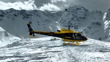 mountain helicopter - snow, aircraft, helicopter, mountain