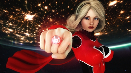 Supergirl - ring, planet, blonde, girl