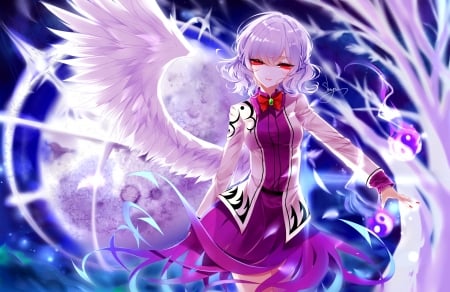 Angel - ble, manga, anime, wing, blue, girl, angel, pink