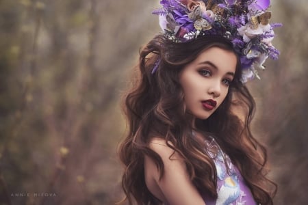 Beautu - wreath, woman, model, girl, face, flower