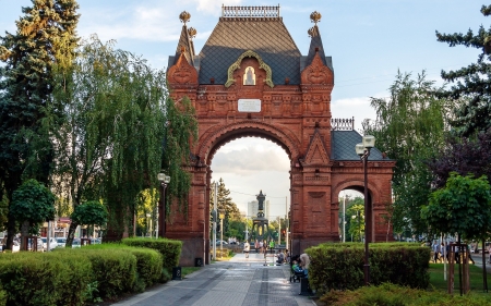 Gate in Krasnodar, Russia - park, gate, russia, way