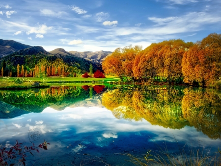 Autumn Lake - lake, autumn, trees, reflection, colorful