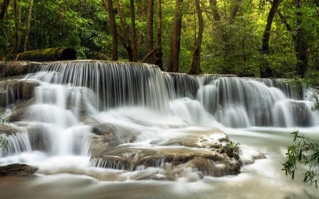 Beautiful waterfall in the forest - Summer, River, Jungle, Rocks, Thailand