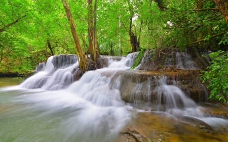 waterfall - river, tropical, summer, rocks