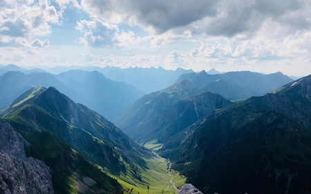 Alps - nature, panorama, clouds, alps, mountains