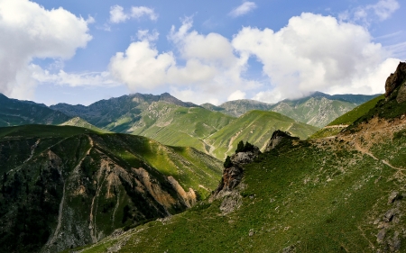 Mountains in Pakistan - clouds, Asia, Pakistan, nature, panorama, mountains