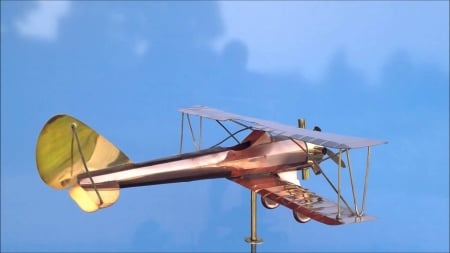 3D Copper Biplane Weathervane