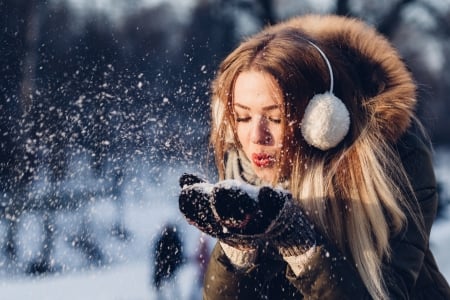 Beautiful girl - pretty, fun, winter, female, woman, model, snow