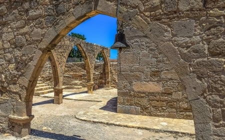 Arches in Cyprus - arches, Cyprus, bell, ruins, gates