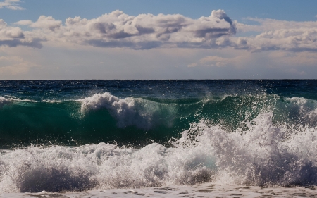 Sea Waves - clouds, beach, waves, sea, Cyprus