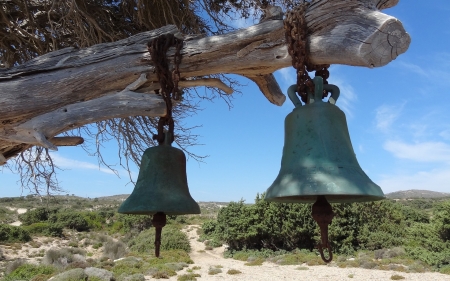 Church Bells in Greece - bells, kos island, landscape, greece