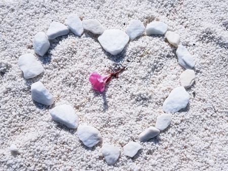 A heart on the Marble Beach - heart, summer, beach, sea, flower, 2018, thasos, Marble Beach, greece