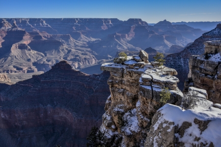 Grand Canyon Vista with Snow - Mountains, Snow, Nature, Landscapes, National Parks, Canyons, Rocks