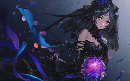 :-) - purple, magical, black, anime, girl, dress, manga