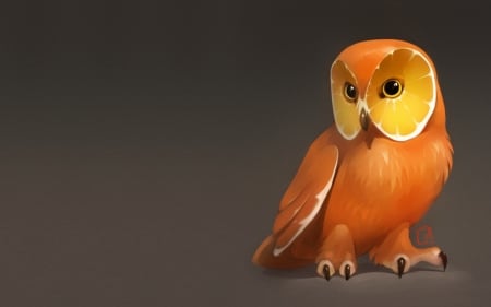 Orange owl - fantasy, gaudibuendia, pasare, gaudi buendia, bird, art, bufnita, orange, owl