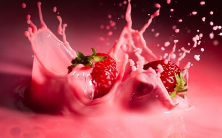 strawberry milk - drink, fruit, milk, strawberry