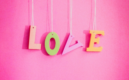 :-) - word, valentine, card, love, pink