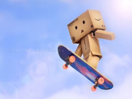 Danbo Skatebording  - cute, danbo, robot