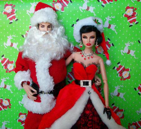 Mr. and Mrs. Claus - abstract, santa, dolls