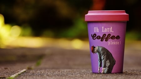 :-) - funny, coffee, word, card, man, pink, cup