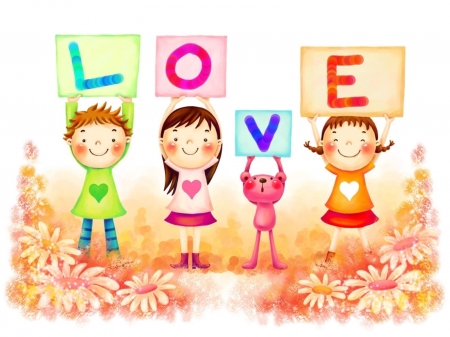 :-) - word, love, children, copii, pink panther, card